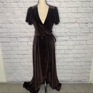Baltic Born brown velvet wrap dress sz med